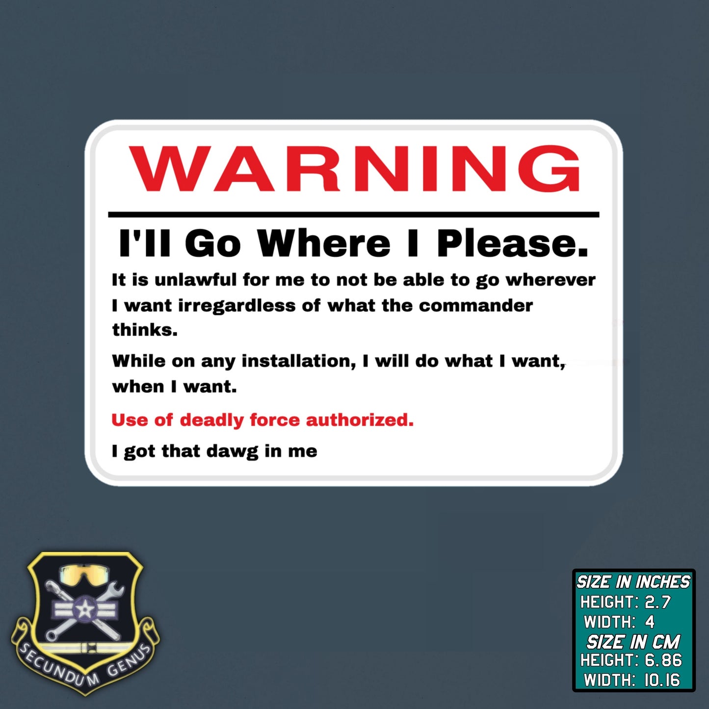 WARNING SIGN PVC Patch